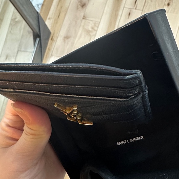 Saint Laurent Black Leather Card Holder with Gold Logo - Picture 3 of 5
